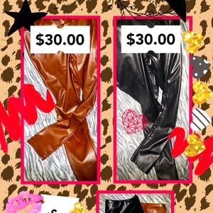 NADINE WEST,  size L, Brown and Black Faux Leather Pants